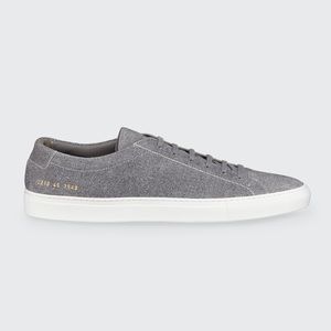 Common Projects Men’s Achilles Patterened Gray Suede Low-Top Sneakers